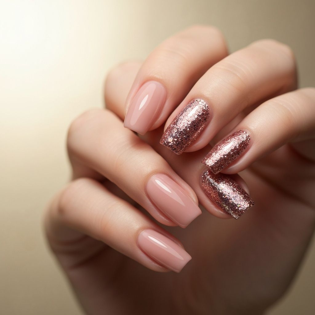 Glitter accent nails